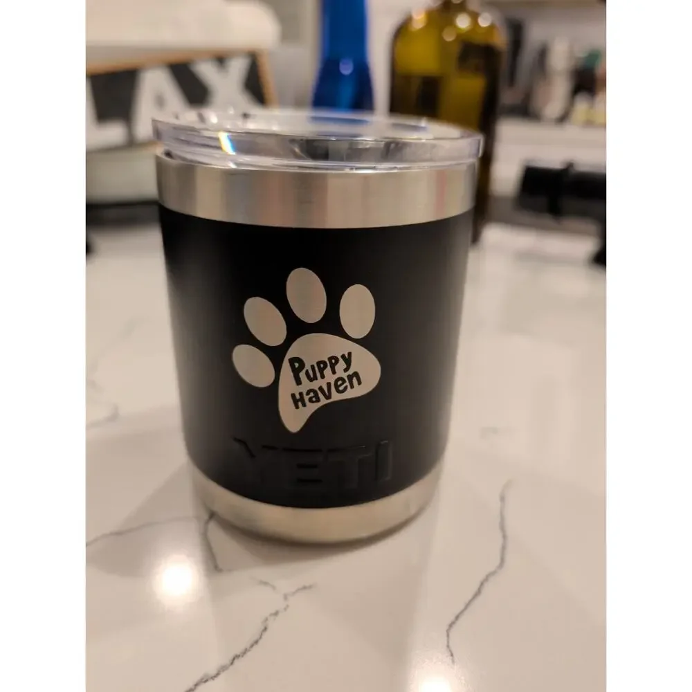 YETI Rambler 10 oz Lowball Tumbler Black Stainless Steel w/ Lid